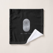 Silver & Black Monogram Modern minimalist Bad Handdoek (Wasdoekje)