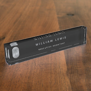 Silver & Black Monogram Modern minimalist Naambordje