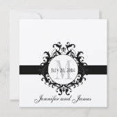 Silver Black Monogram Save the Date Wedding (Voorkant)