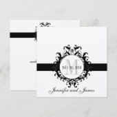 Silver Black Monogram Save the Date Wedding (Voorkant / Achterkant)