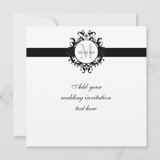 Silver Black Monogram Save the Date Wedding (Achterkant)
