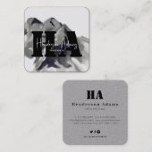 Silver Black Mountains Abstract Signature Monogram Vierkante Visitekaartje (Voorkant / Achterkant)