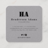 Silver Black Mountains Abstract Signature Monogram Vierkante Visitekaartje (Achterkant)