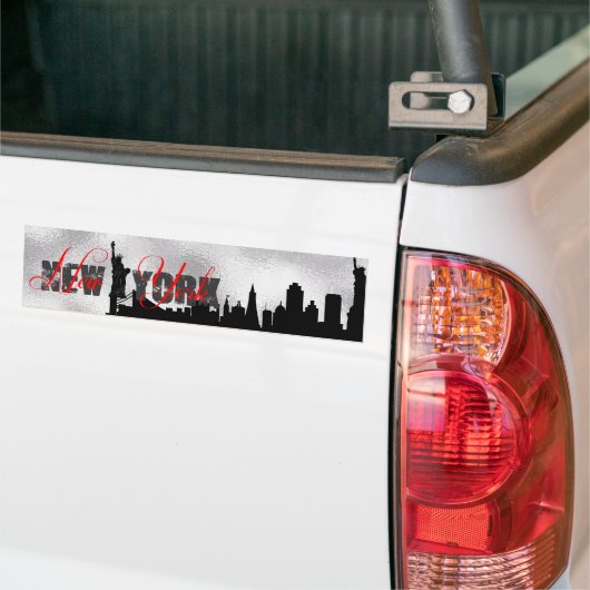 Silver, Black New York Skyline Bumpersticker (Op Truck)