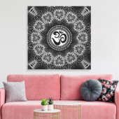 Silver Black Om Sign Love Mandala NewAge Canvas Afdruk (Insitu (Woonkamer))