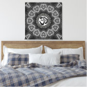 Silver Black Om Sign Love Mandala NewAge Canvas Afdruk (Insitu (Slaapkamer))