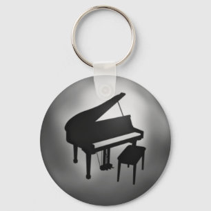 Silver Black Piano Student Gift Sleutelhanger