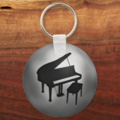 Silver Black Piano Student Gift Sleutelhanger (Voorkant)
