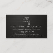Silver & Black Plumber Plumbing Company Metallic Visitekaartje (Voorkant)