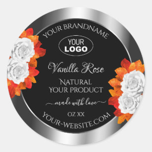 Silver Black Product Label Oranje White Roses Logo