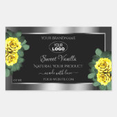 Silver Black Product Labels gele rozen met Logo (Voorkant)