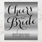 Silver & Black PROOST NAAR HET BRIDE Vrijgezellenf Wijn Etiket (Enkel label)