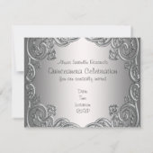 Silver Black Quinceanera Uitnodigingen (Achterkant)