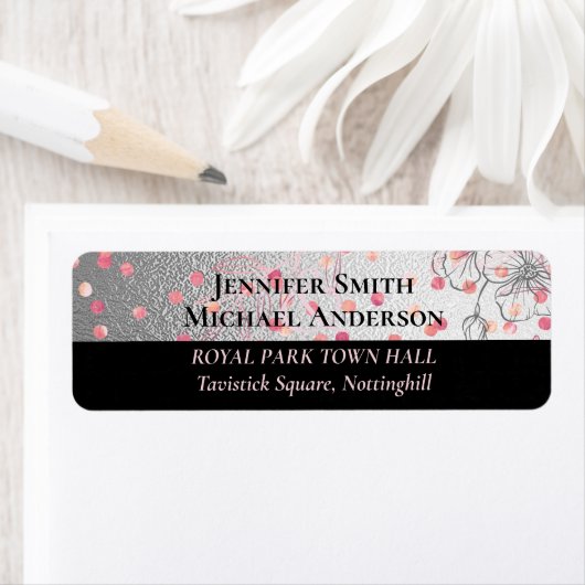 Silver Black Rosegold Confetti Wedding Etiket (Insitu)