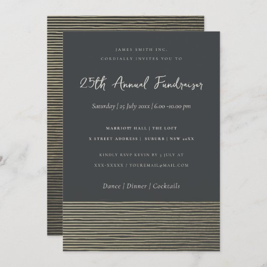 SILVER BLACK SKETCH STRIPTE LINE CORPORATE GEBEURT KAART (Voorkant / Achterkant)