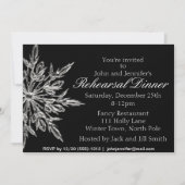 Silver Black Snowflake Winter Rehearsal Dinner Kaart (Voorkant)