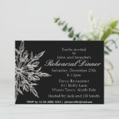 Silver Black Snowflake Winter Rehearsal Dinner Kaart (Staand voorkant)