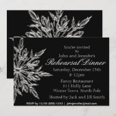 Silver Black Snowflake Winter Rehearsal Dinner Kaart (Voorkant / Achterkant)