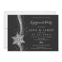 Silver Black Snowflakes Winter Engagement Party