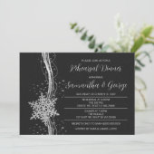 Silver Black Snowflakes Winter Rehearsal Dinner Kaart (Staand voorkant)