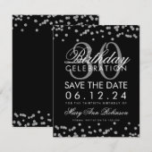 Silver Black Sparen de Datum Confetti van de Verja Save The Date (Voorkant / Achterkant)