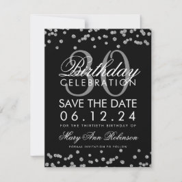 Silver Black Sparen de Datum Confetti van de Verja Save The Date
