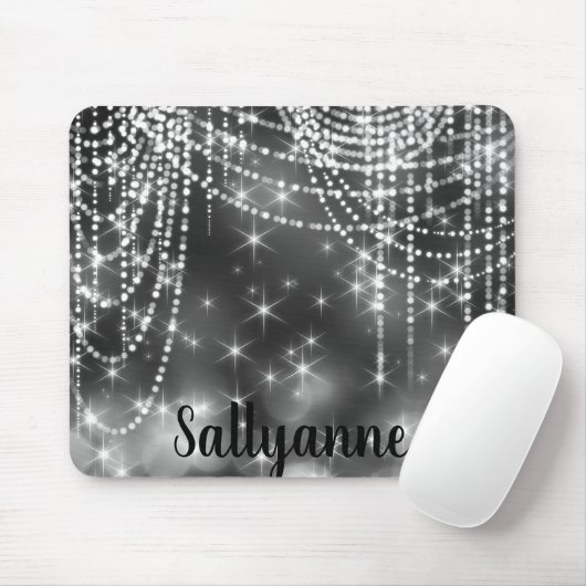 SILVER BLACK SPARKLE DIAMONES Muismat (Met muis)