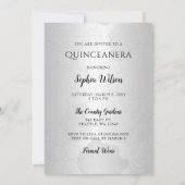 Silver Black Sparkle Dress Quinceañera Quince Kaart (Achterkant)
