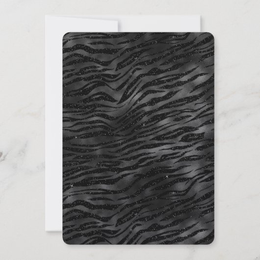 Silver Black Sparkle Zebra Print Kaart (Achterkant)