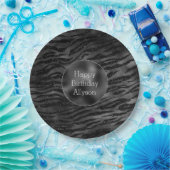 Silver Black Sparkle Zebra Print Papieren Bordje (Feest)