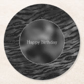 Silver Black Sparkle Zebra Print Ronde Kartonnen Onderzetter (Voorkant)