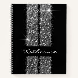 Silver Black, speciaal gepersonaliseerd glitter Ra Notitieboek