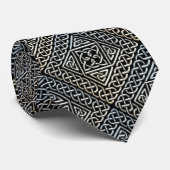Silver Black Square Shapes Celtic Knotwork Pattern Stropdas (Opgerold)