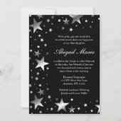 Silver Black Stars Bat Mitzvah Kaart (Voorkant)