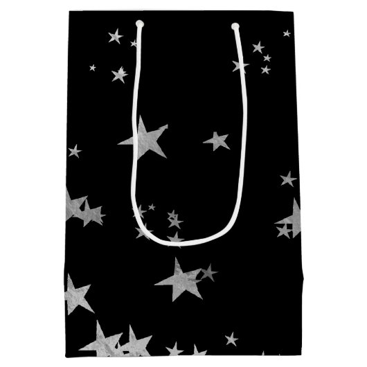 Silver Black Stars Medium Cadeauzakje (Achterkant)