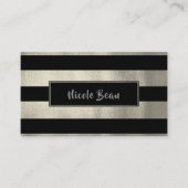 Silver & Black Stripes Chic Modern Glam Visitekaartje (Voorkant)