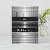 Silver Black Stripes Mans 21e verjaardag Kaart (Staand voorkant)