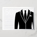 Silver & Black Suit & Stropdas 50th Birthday Party Folie Uitnodiging<br><div class="desc">Silver & Black Suit & Stropdas 50th Birthday Party Folie Invitation Dusty Roos Bekijk andere uitnodigingen in onze niche- en nestwinkel</div>
