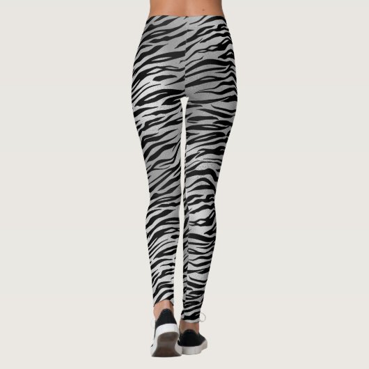 Silver Black Tiger print Leggings vrouwen (Achterkant)