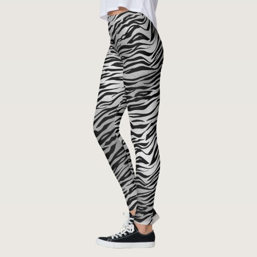 Silver Black Tiger print Leggings vrouwen (Links)