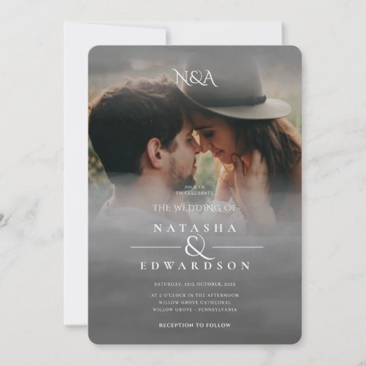 Silver Black White - Abstracte overlay-fotobruilof Kaart (Voorkant)