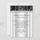 Silver Black White Birthday Diamond Kaart (Achterkant)