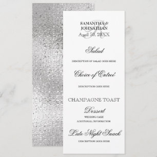 Silver Black White bruiloft DIY menu diner Kaart