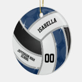 Silver, Black, White en Blue Volleyball - DIY Keramisch Ornament (Links)