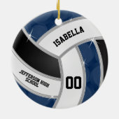 Silver, Black, White en Blue Volleyball - DIY Keramisch Ornament (Achterkant)