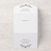 Silver Black White Flourish  formeel huwelijk All In One Uitnodiging (Buitenkant)
