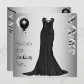Silver Black & White Formele verjaardag Kaart (Voorkant / Achterkant)