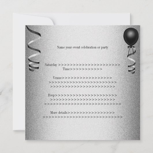 Silver Black & White Formele verjaardag Kaart (Achterkant)