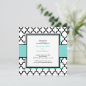 Silver, Black & White Invitation Blue Kaart (Staand voorkant)