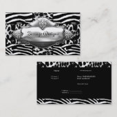 Silver Black White Leopard Zebra Stripe Visitekaartje (Voorkant / Achterkant)
